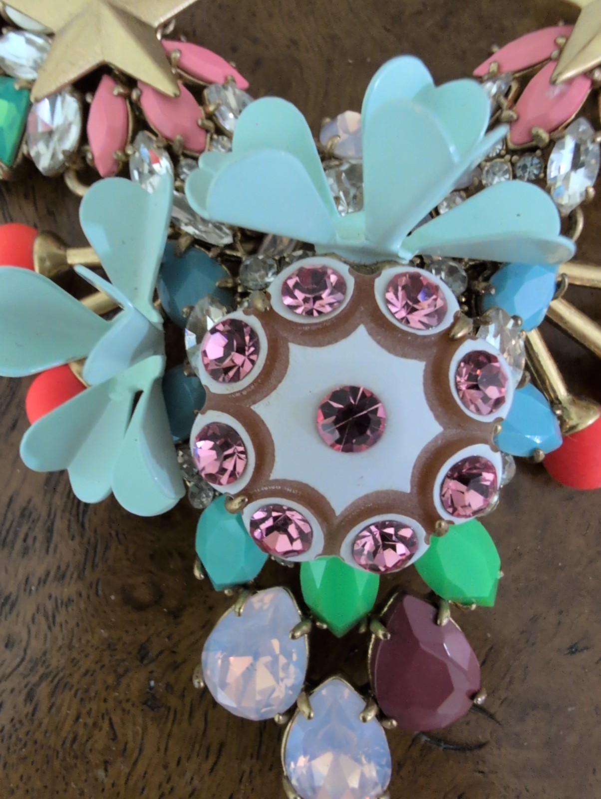 J CREW MIDSUMMER STATEMENT BIB NECKLACE STARS COLORFUL CLUSTERS PASTEL FLORALS