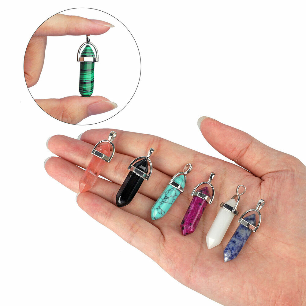 Set Of 32 Natural Quartz Crystal Point Chakra Healing Pendant Necklace Stones