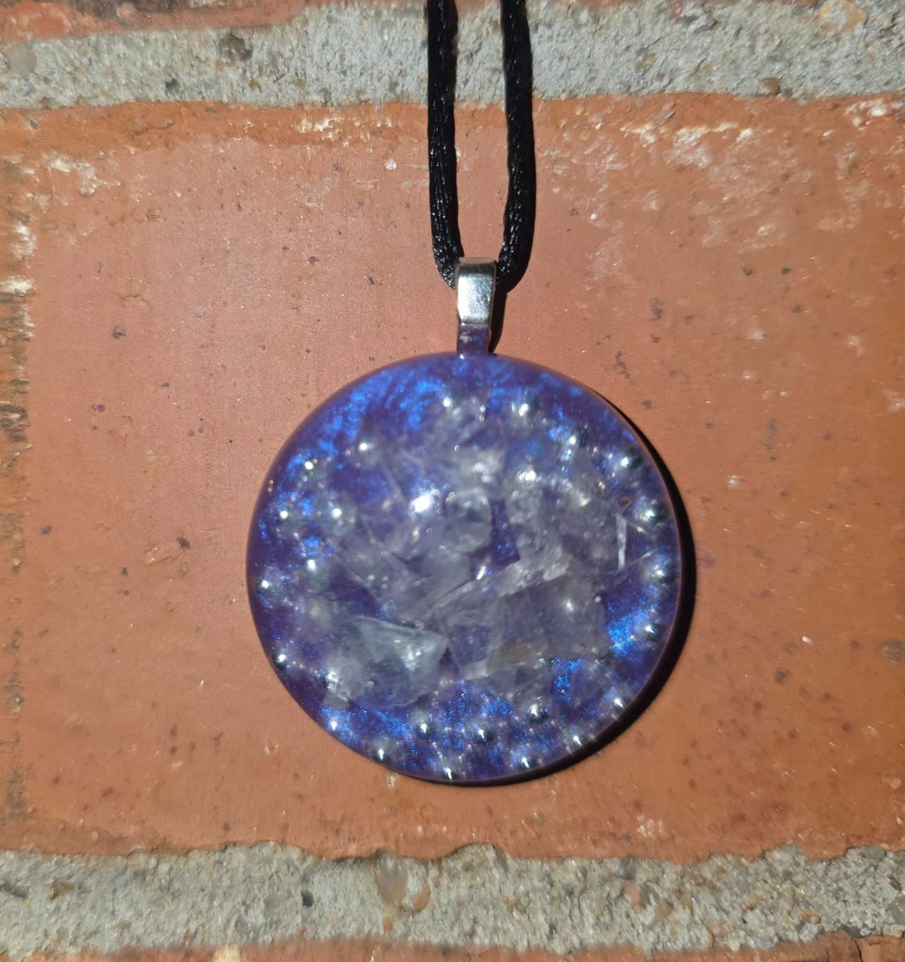 Flourite Orgonite Orgone Energy Pendant Necklace Purple Spiritual Tool Protect
