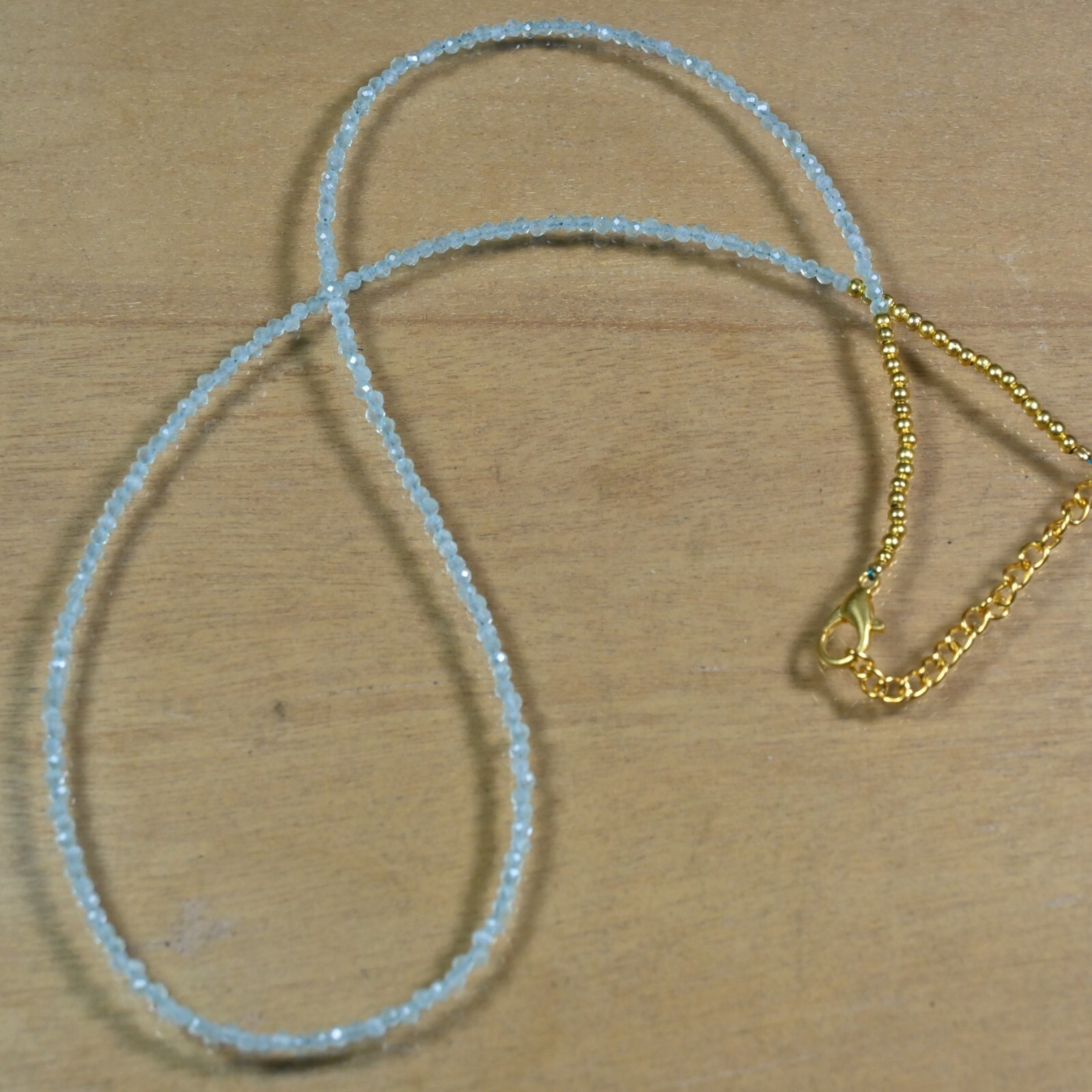 A++ Blue Amazonite Faceted Round Gemstone Gold Filled Beads Women Necklaces 18”