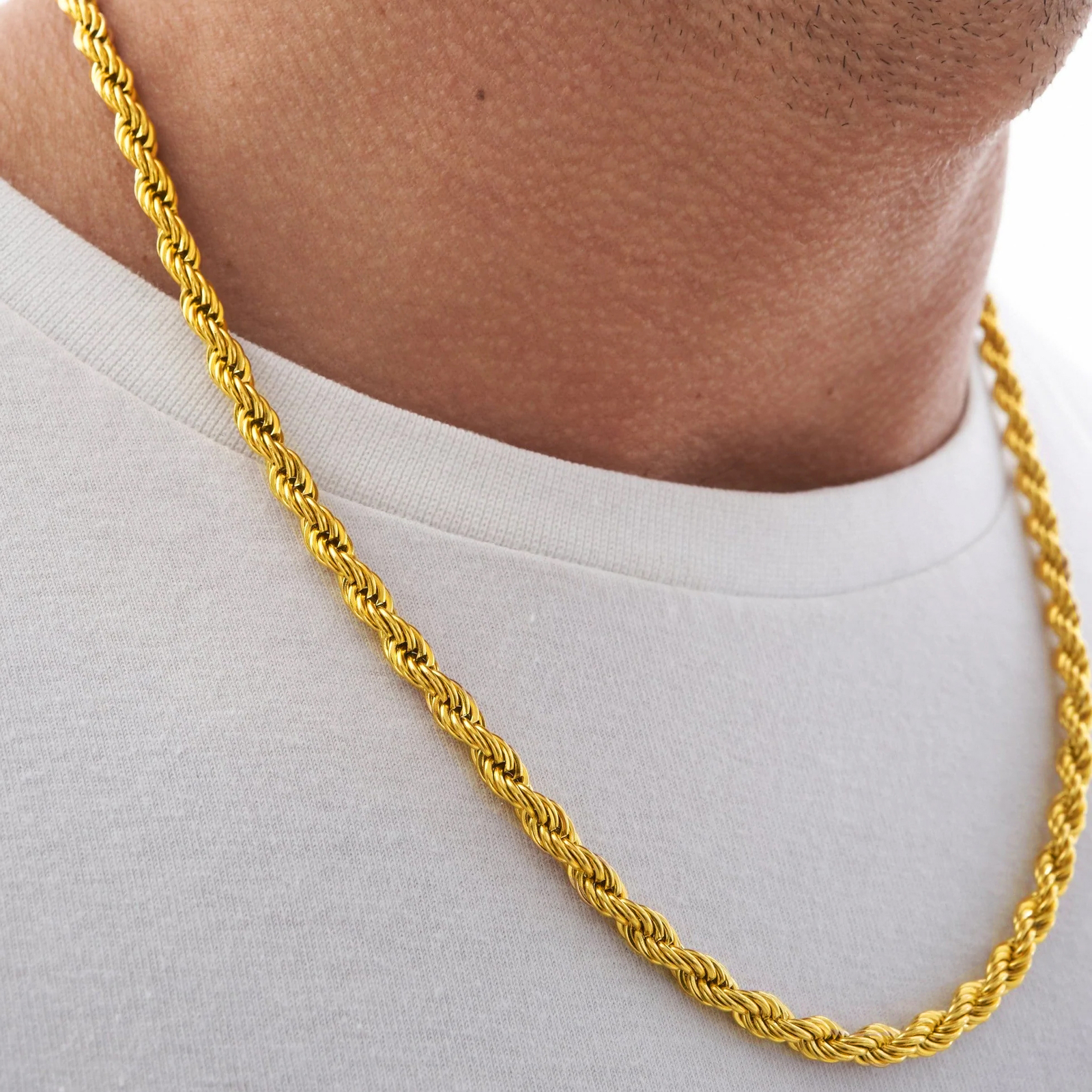 4MM Italian Sterling Silver Rope Link Chain Necklace 925 Silver Chain UNISEX