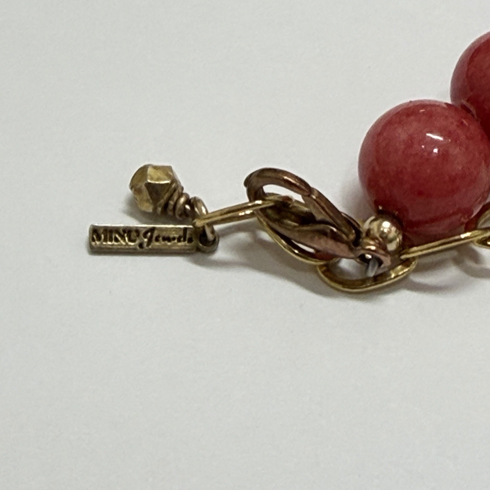 Minu Jewels Necklace With Pink Quartz Beads & Layered Gold Plated Chains.