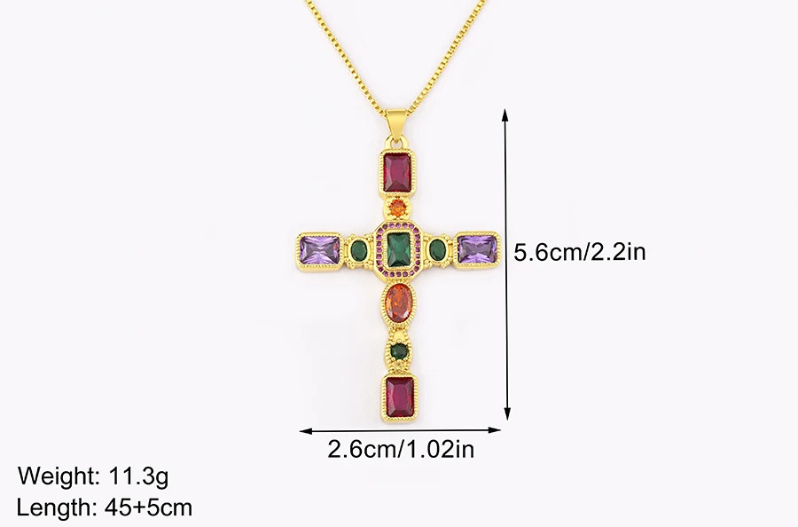Hot Sale Religious Style Cross Pendant Necklace For Female Male Copper Pav