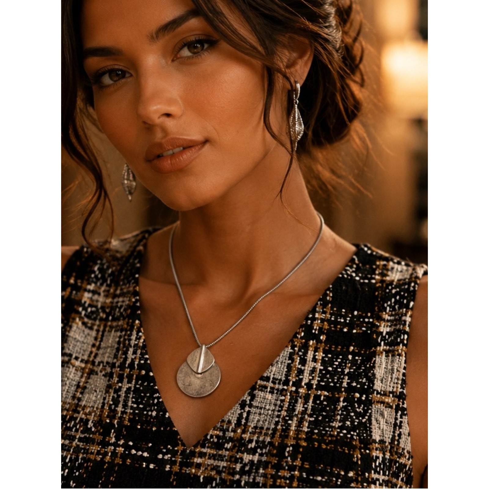 Baer SF Modernist Aged Silver Pendant Necklace |Designer Statement |Wearable Art