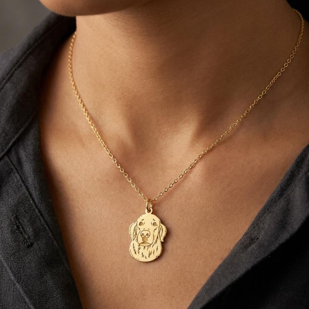 Custom Pet Portrait Necklace with Engraved Dog Photo Jewelry Gift for Pet Lovers