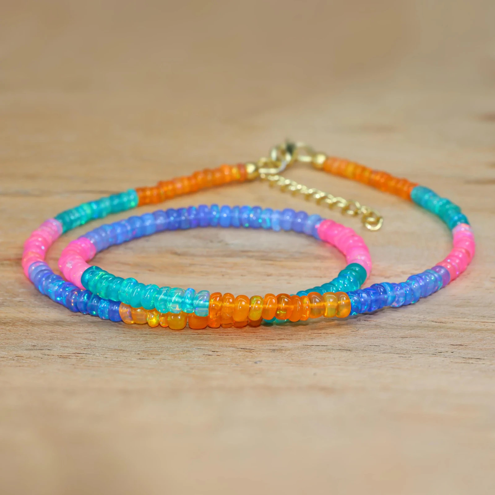 Multi Opal Gemstone Beaded Necklace, Ethiopian Fire Opal Beads Handmade Necklace