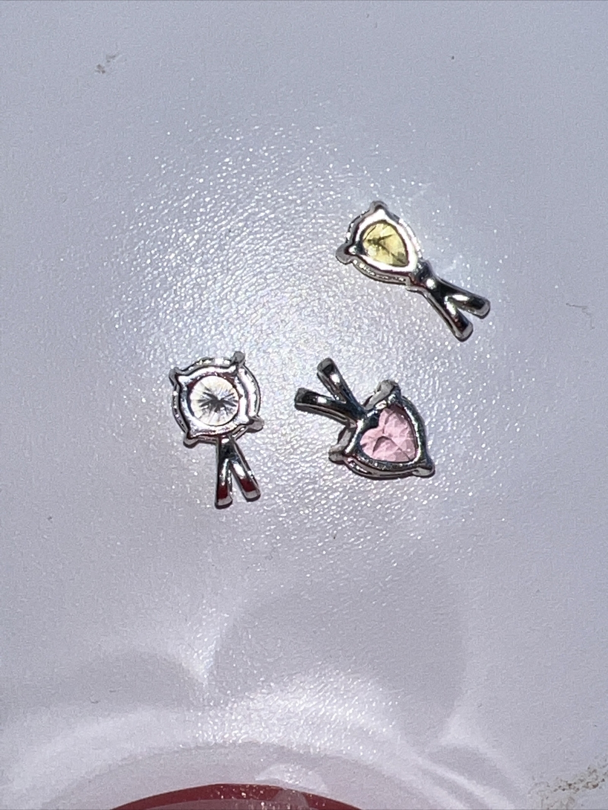 3 Pendent Lot Necklace Bracelet Charm Yellow Pink Colorless Clear