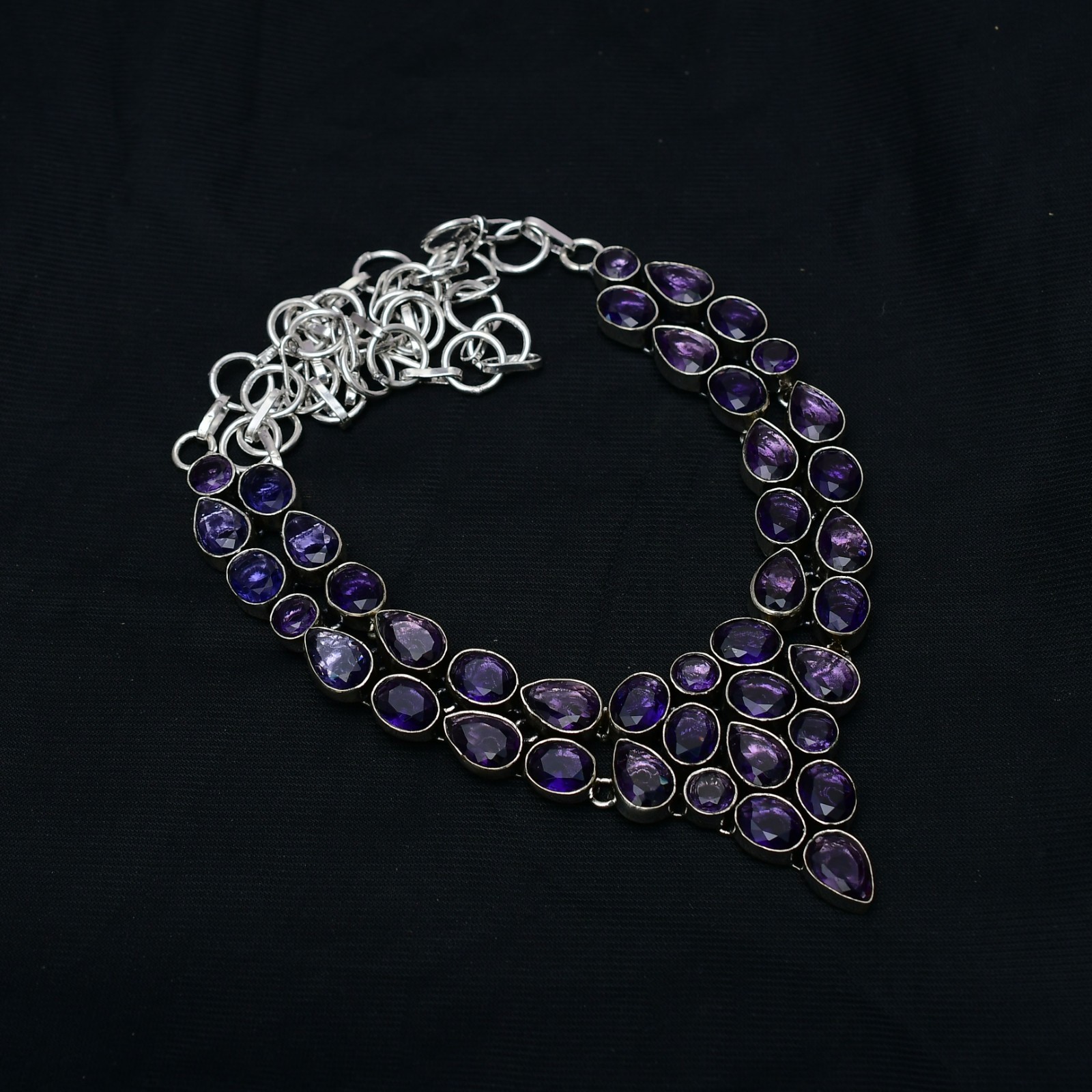 Amethyst Gemstone 925 Sterling Silver Handmade Jewelry Necklace -16-18″