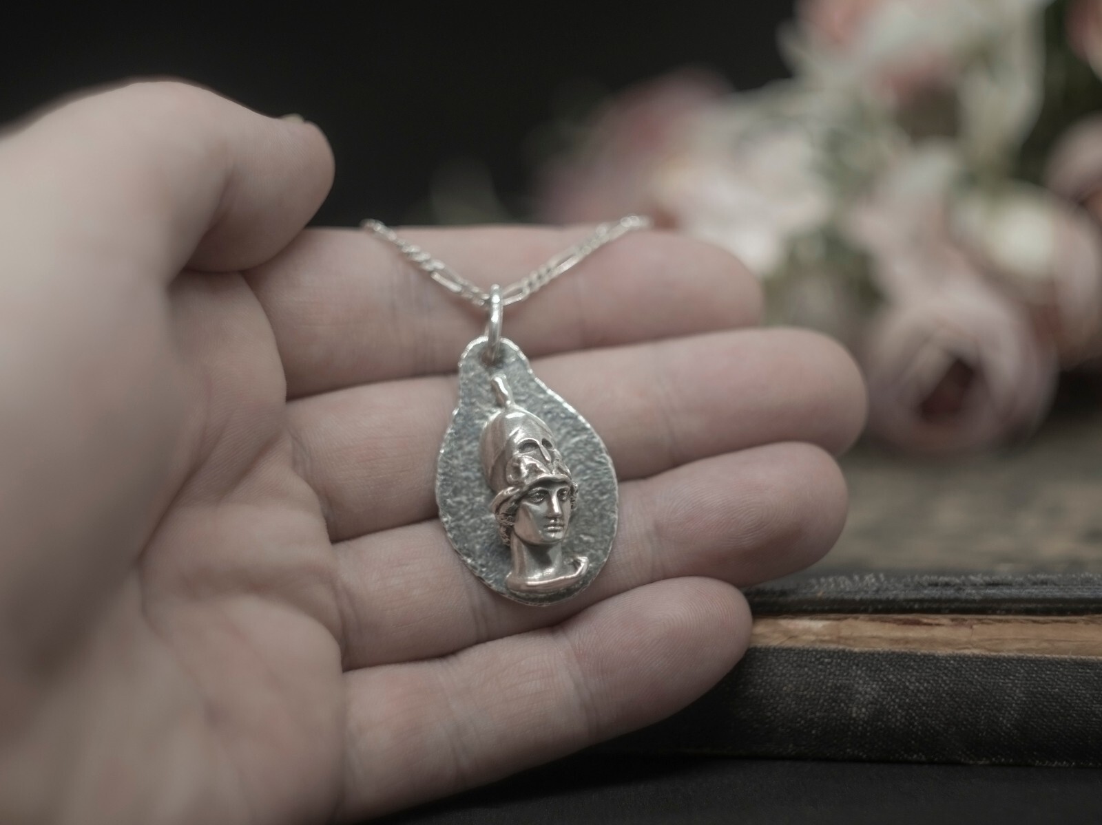 Greek Athena Silver Necklace, Goddess of Warfare Pendant, Goddess of Wisdom