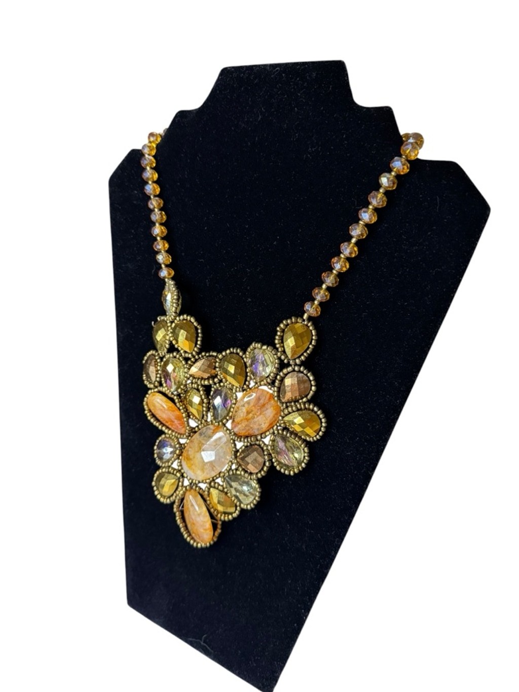 Women’s Unbranded Gold & Orange Statement Necklace, One Size