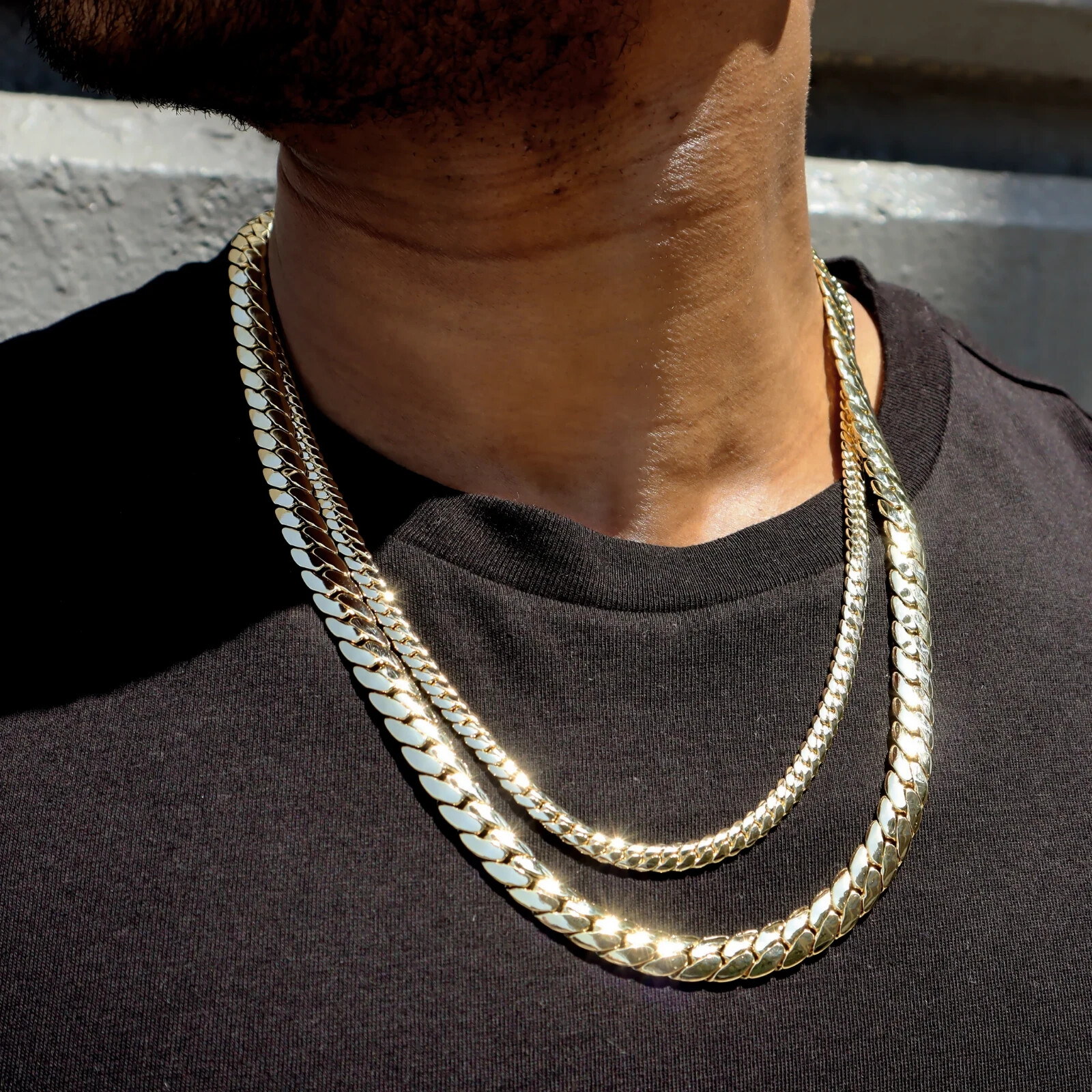 AAA+ 14k Gold Plated Brass Cuban Chain 4mm to 10mm Necklace Bracelet 20″ 24″ 30″