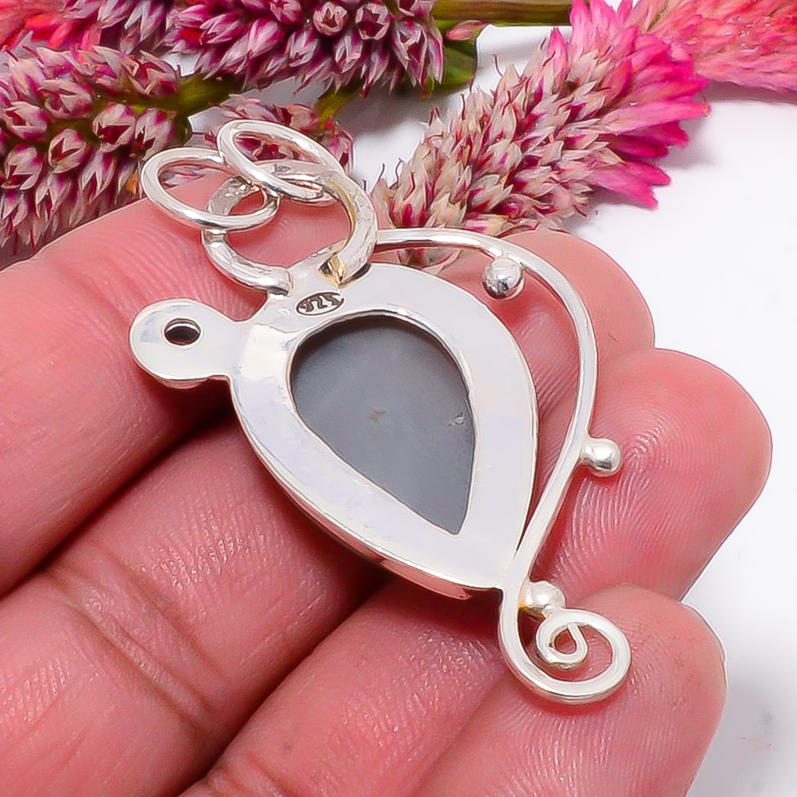 Gray Moonstone – Sri Lanka & White Topaz 925 Sterling Silver Pendant 2.15″ sku40