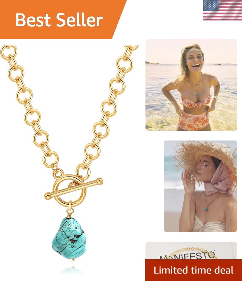 Unique Irregular Turquoise Pendant Necklace in 18k Gold for Every Occasion