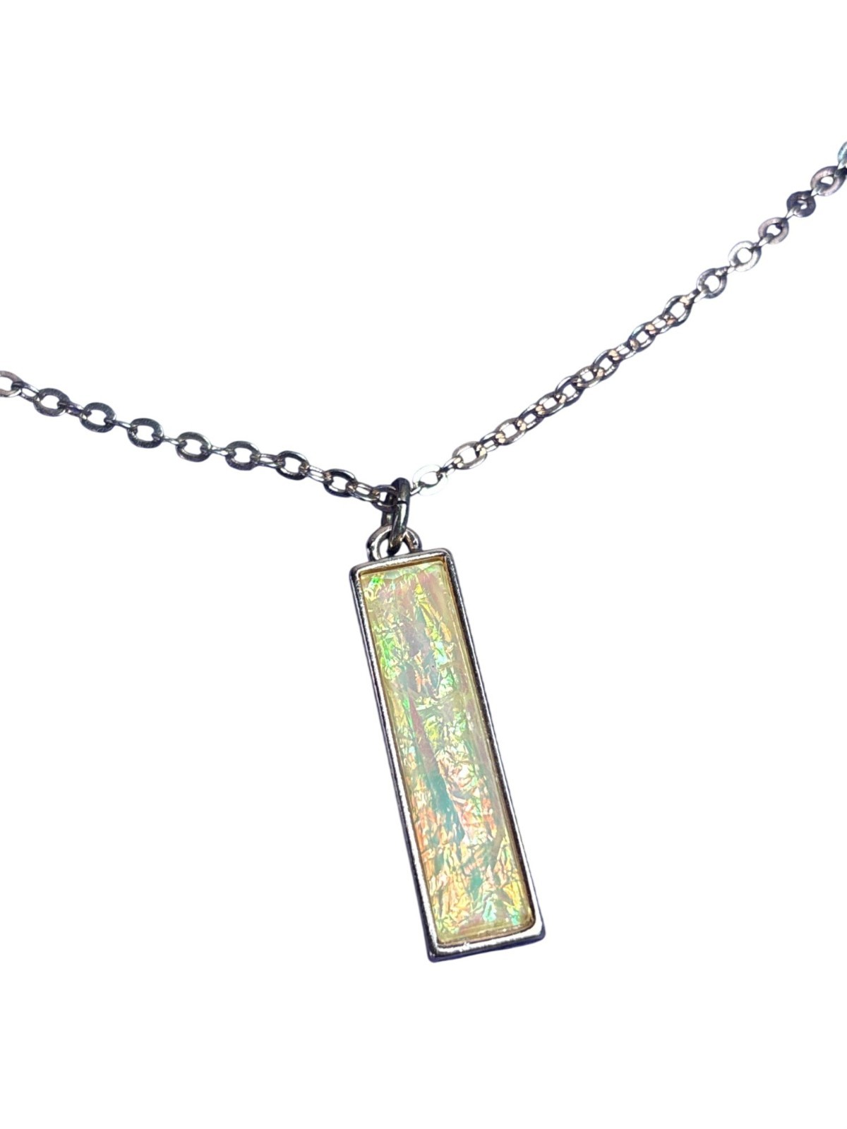 Charming Charlie 2 Strand Rose Goldtone Necklace Iridescent Pendants 18 in 32 in