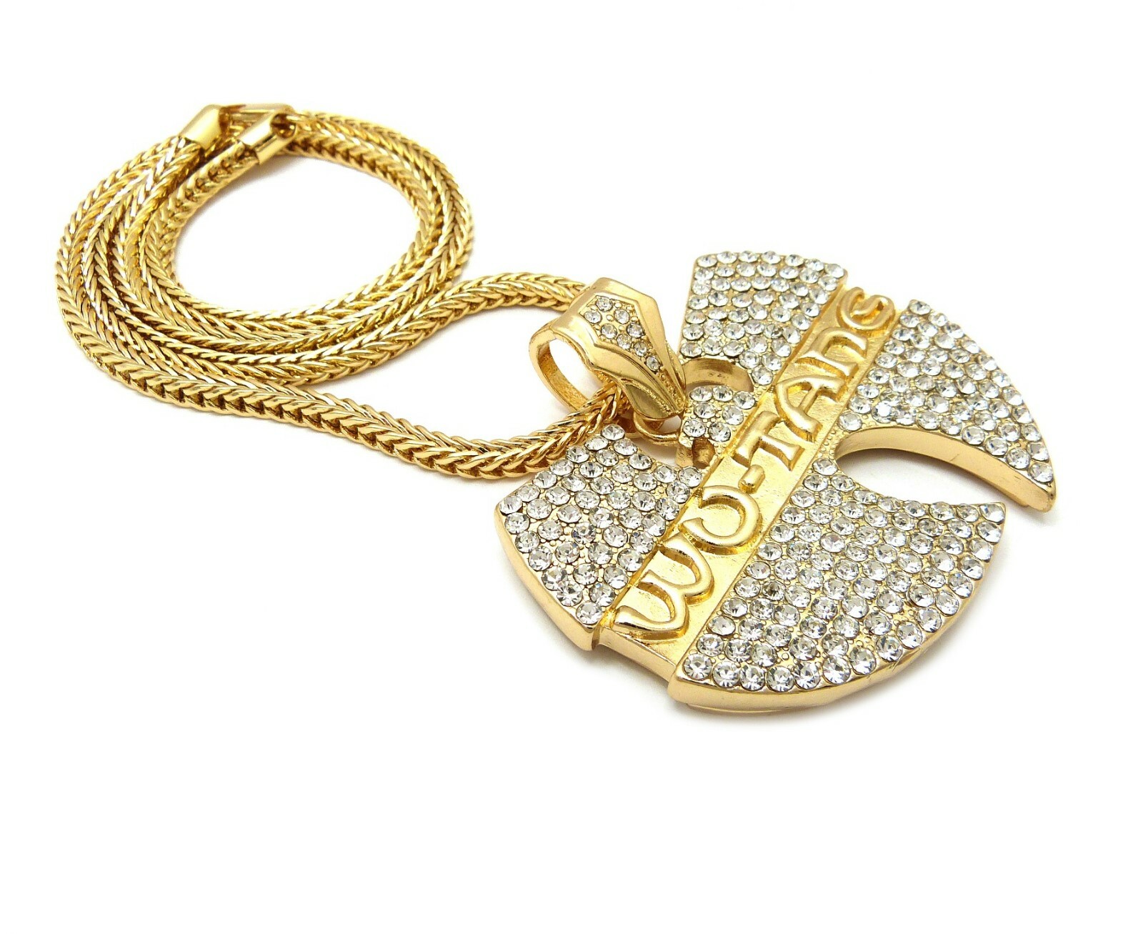 Iced Gold Plated Cubic Zirconia Alloy WU TANG & 18″ ~ 36″ Franco Chain Necklace