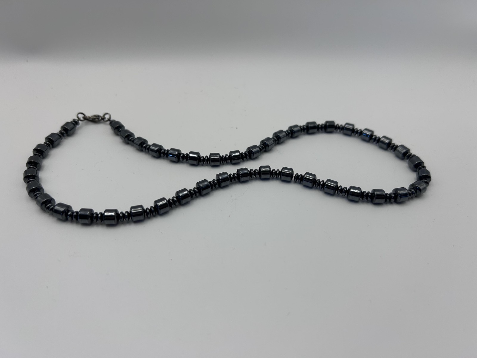 Necklace Gray Hematite Beaded 18 Inch Gemstone Strand Lobster Clasp Jewelry