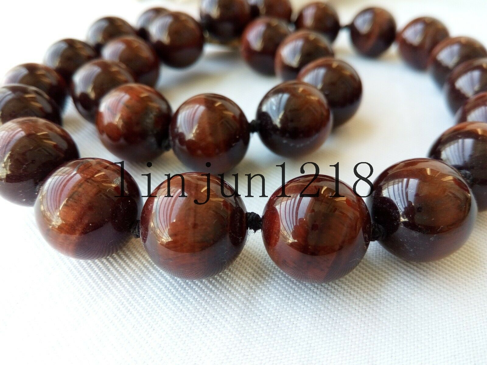 Huge 20mm 100% Natural Red Tiger’s Eye Gemstone Beads Necklace 18” AAA