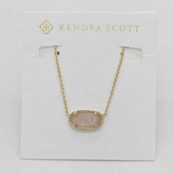 New Kendra Scott Elisa Gold Pendant Necklace In Pink Quartz