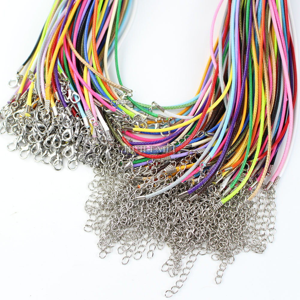 Wholesale 100pcs Waxed Cotton Necklace Cord 1.5mm / 2mm 18″ For Pendant Necklace