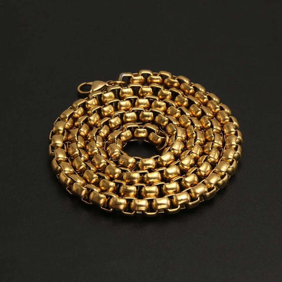 Venetian Box Chain Necklace Stainless Steel Silver Gold Black Width 2mm 6mm