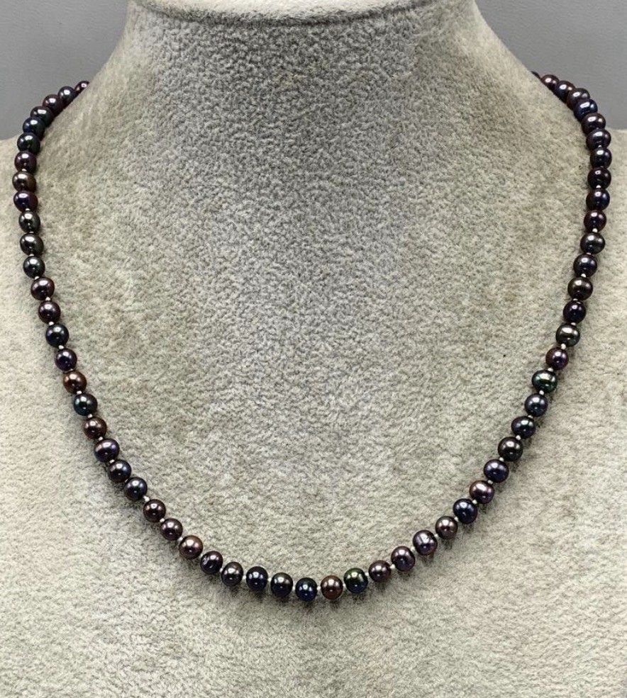 cultured peacock pearl necklace with 10k yellow gold clasp approx 18in long