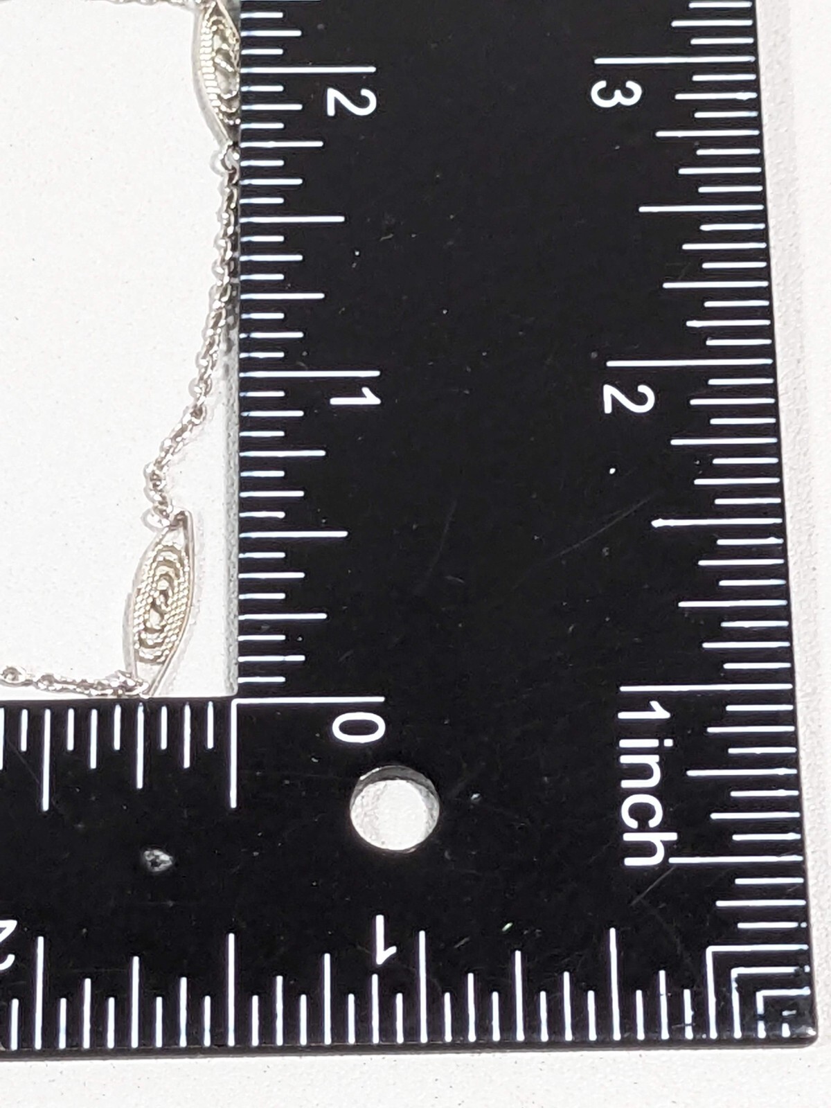 Vintage Napier Silver Tone Open Work Oval Station Chain Choker Necklace 15 in