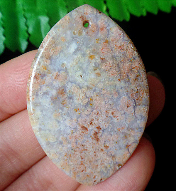 47x31x7mm Natural Cherry Blossom Agate Healing Marquise Pendant Bead EA86811