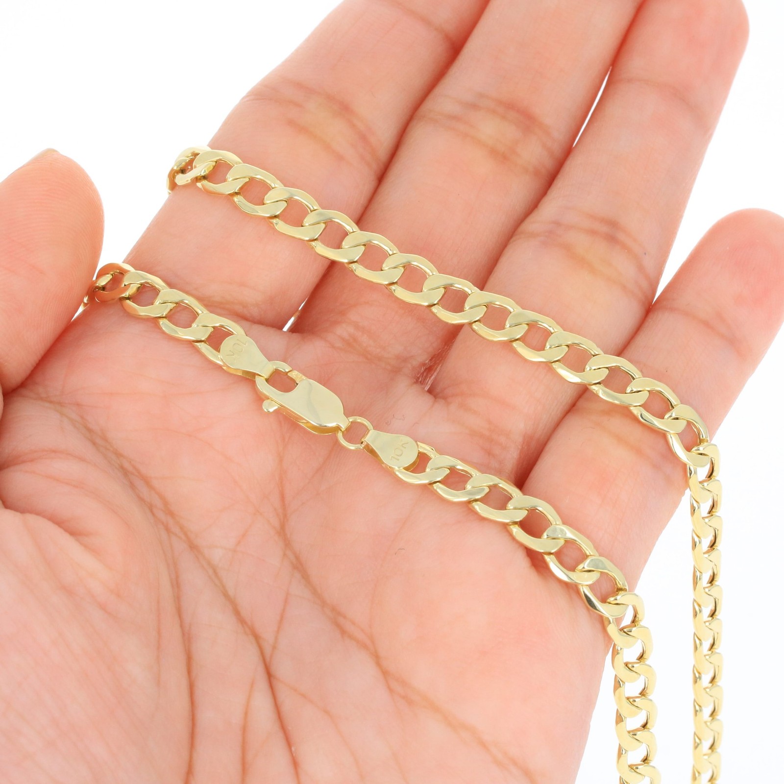 10K Yellow Gold 5.5mm Italian Cuban Curb Chain Link Necklace Mens Women 16″- 30″