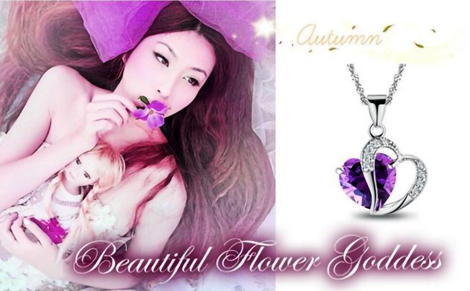 Crystal Heart Necklace 14K White Gold Plated Cubic Zirconia Women Jewelry 18″