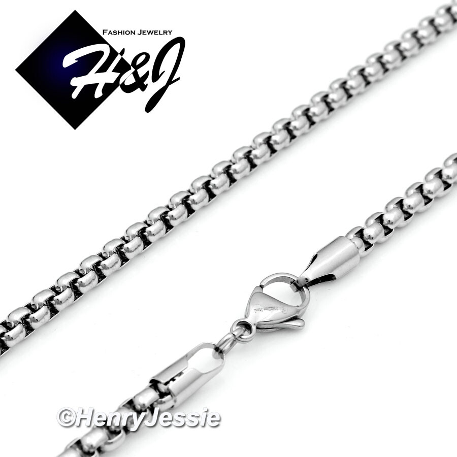 16″-40″MEN’s 316L Stainless Steel 4mm Silver Box link Chain Necklace*N120