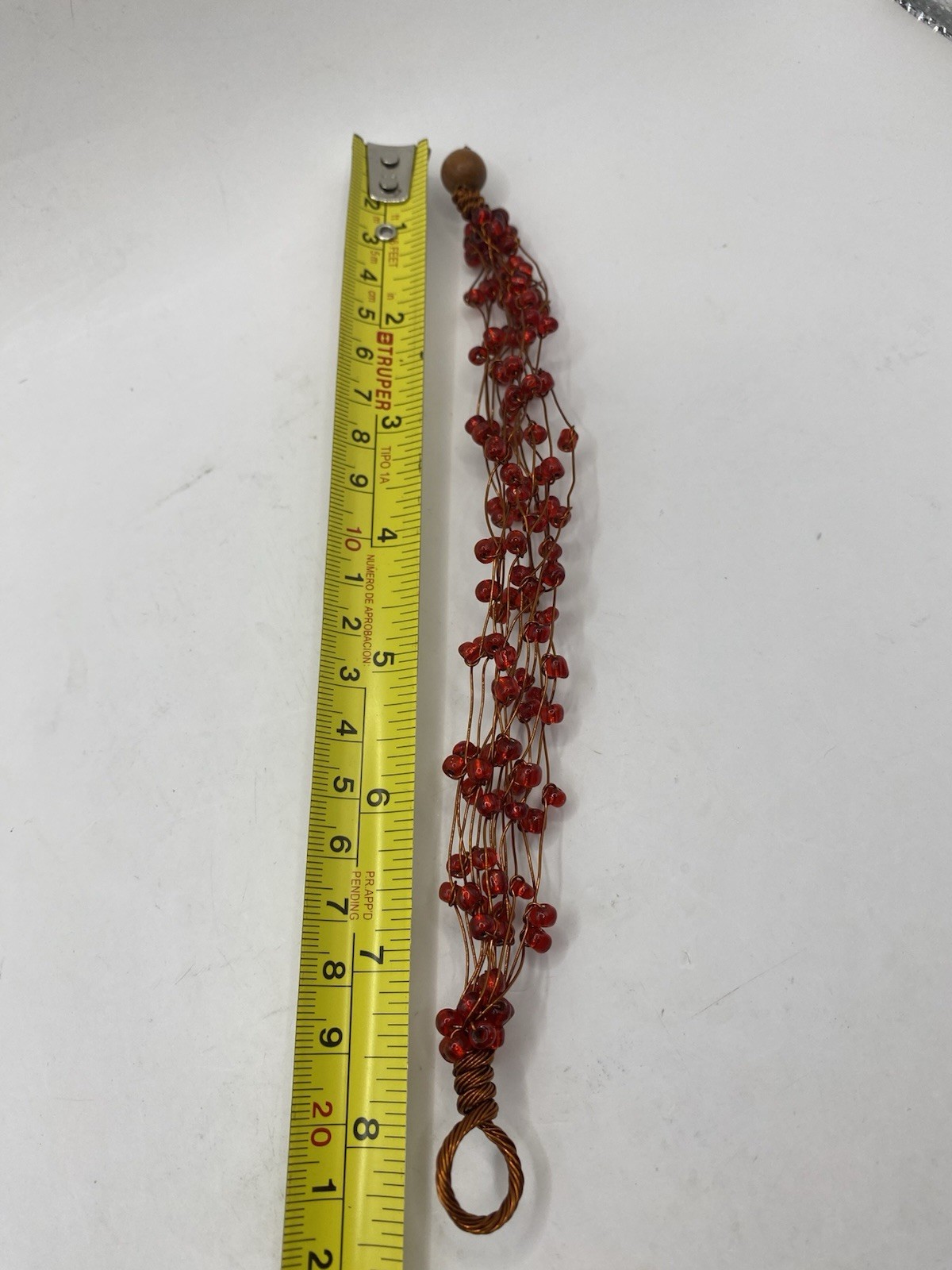 Mi Linea Red Beaded Copper Wire Multi-strand Choker Necklace And Bracelet