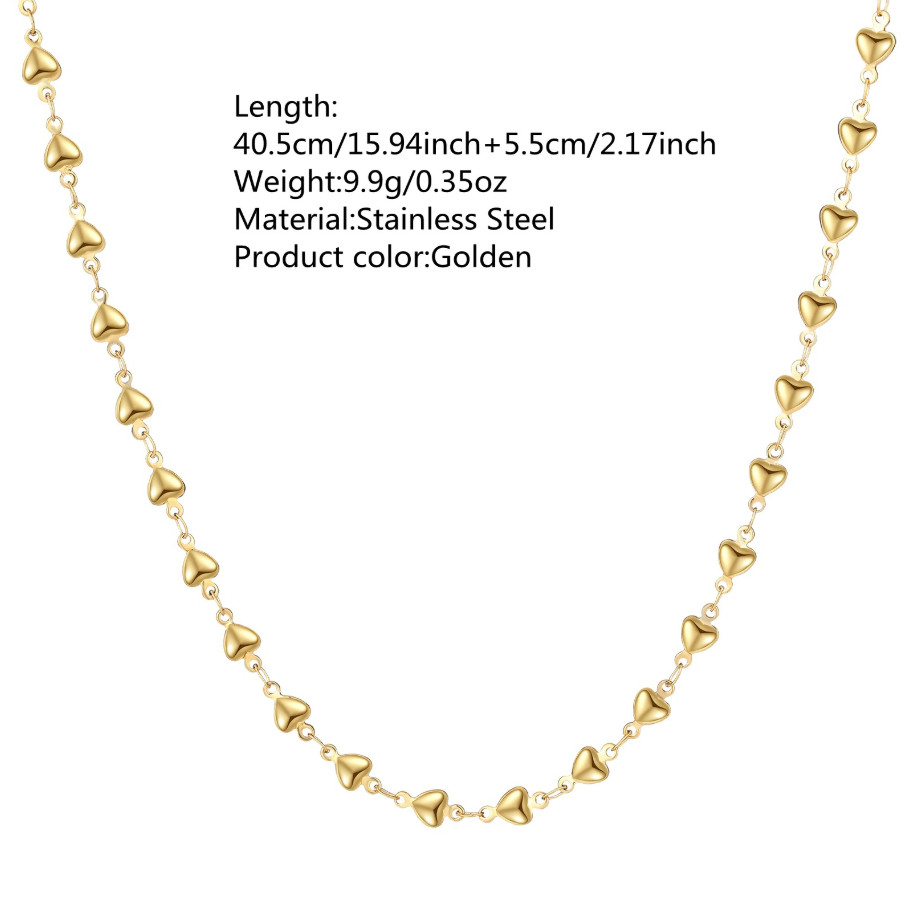 Women Gold Stainless Steel Heart Pendant Lobster Chain Necklace Choker Gift AG