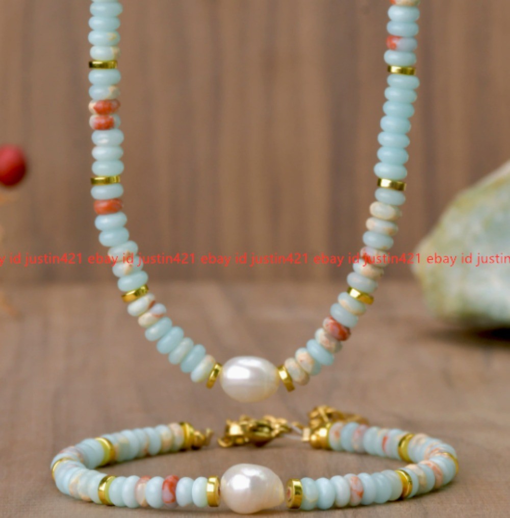 Charming 2x4mm Shoushan Jasper Gems Rondelle Beads Necklace Bracelet18in+7.5in