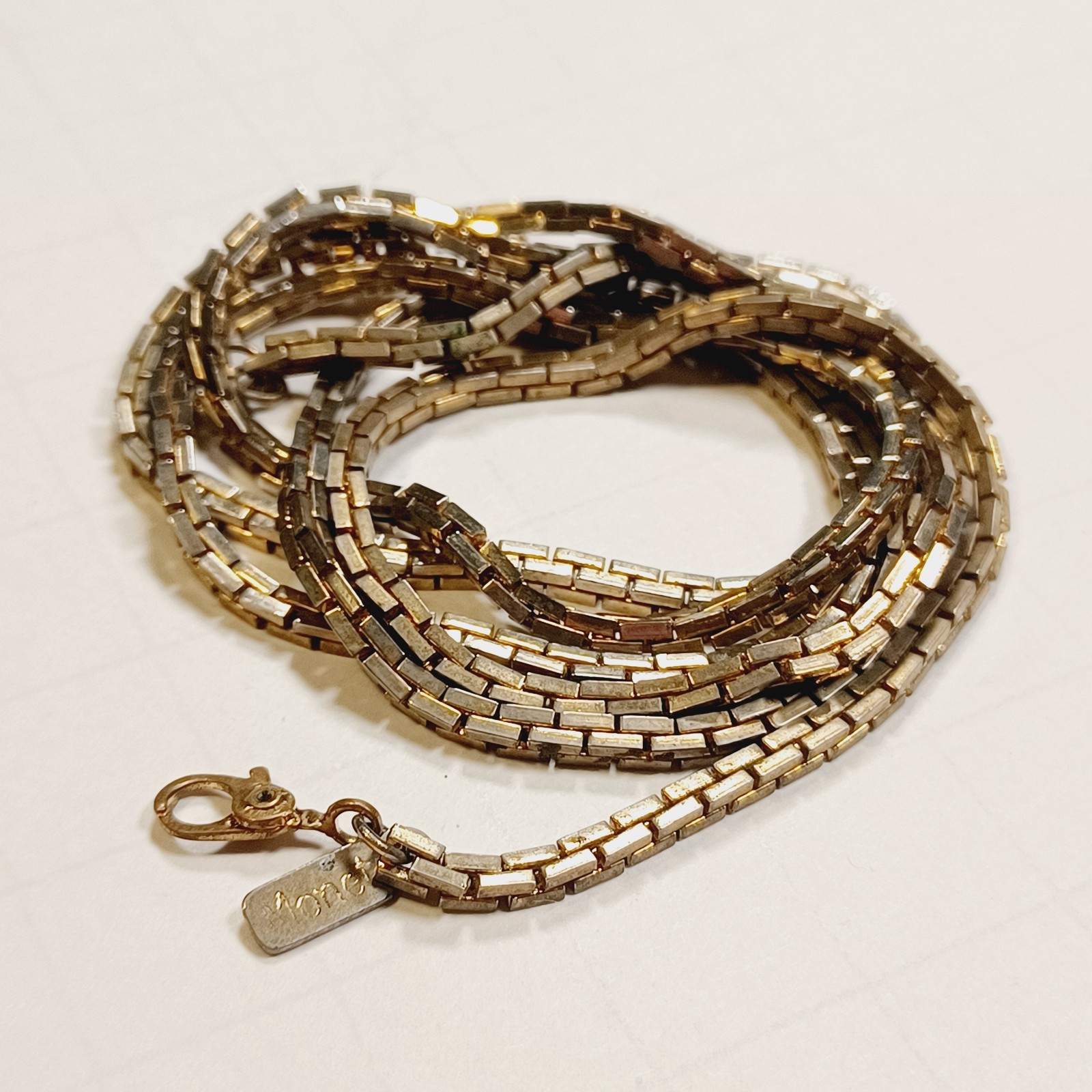 Vintage Monet Gold Tone Venetian Box Chain Necklace Long 31″