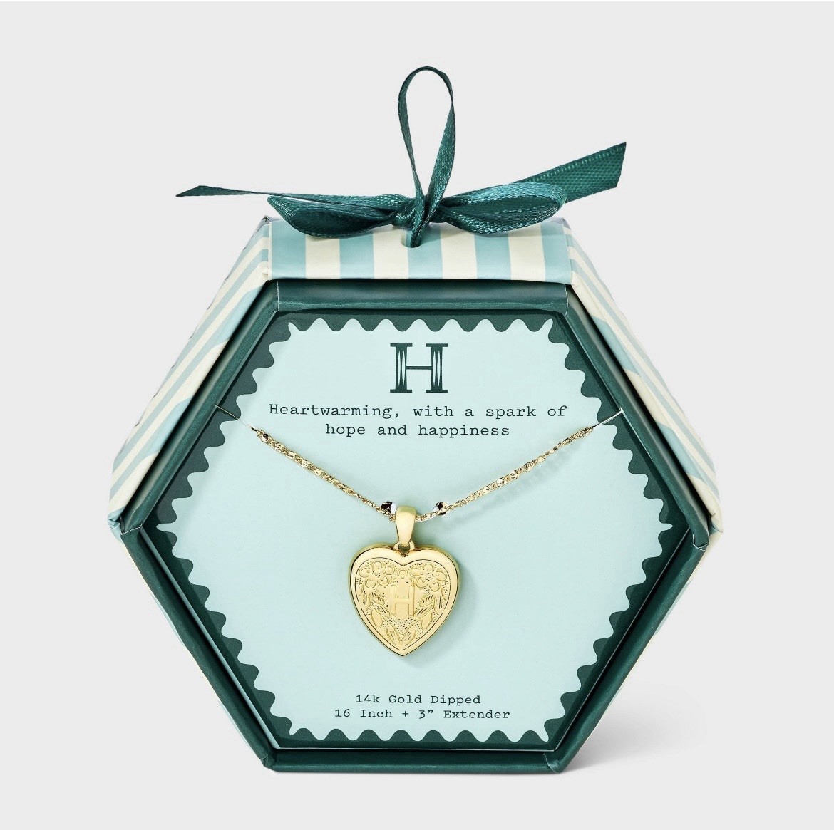A New Day 14K Gold Dipped Heart Charm Initial Necklace H