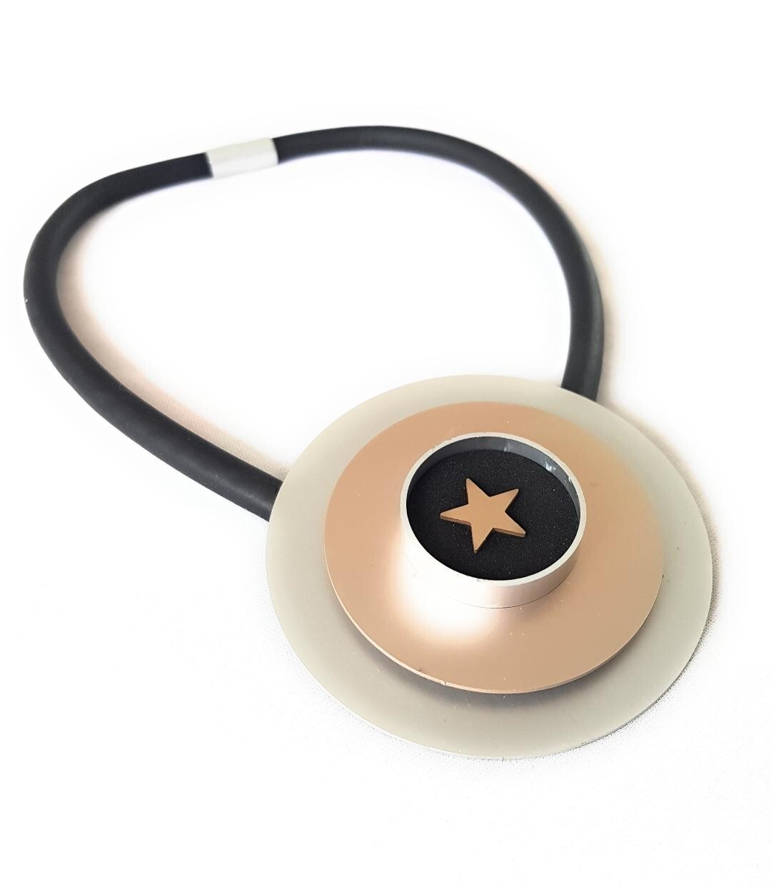 Contemporary Necklace Rubber & Magnetic closure Oversized Aluminium Shape