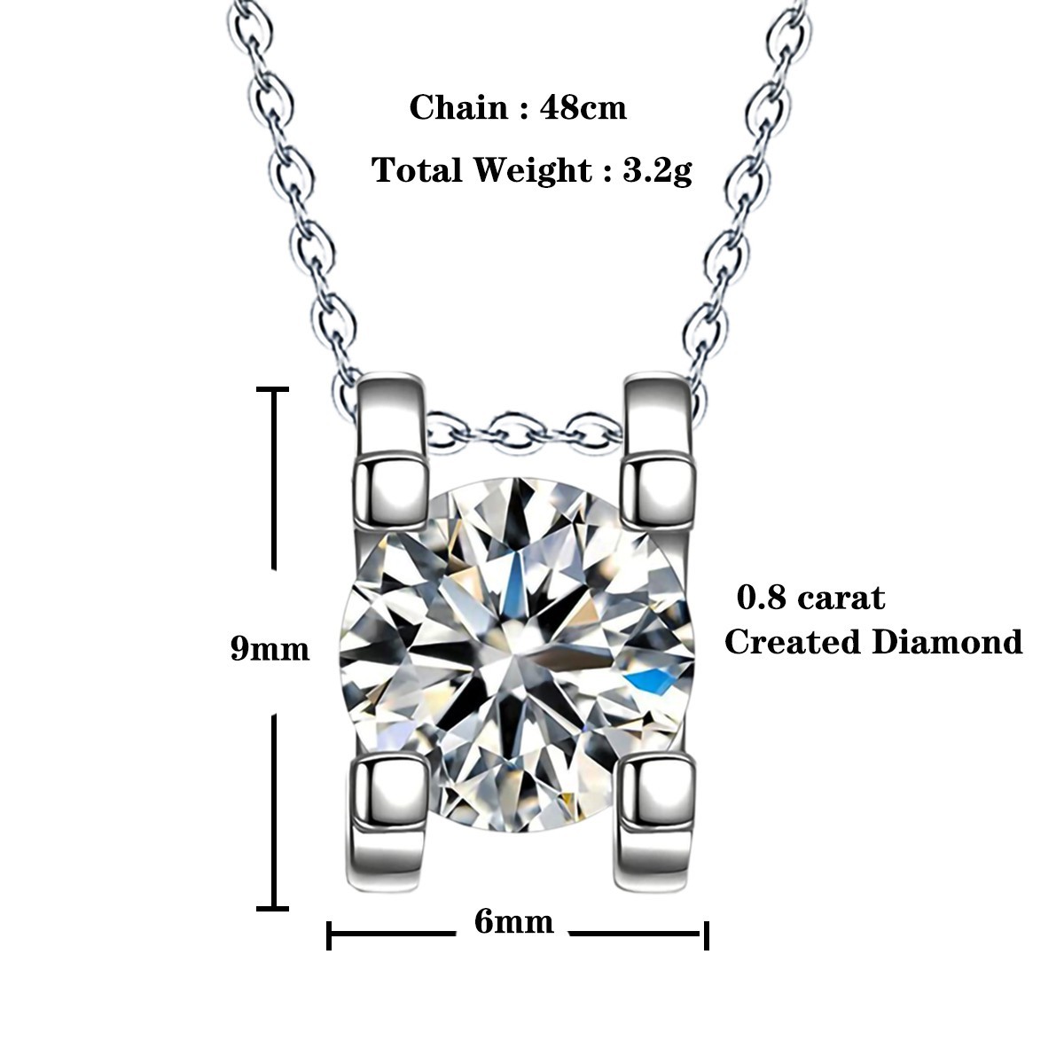 Women Necklace 14k White Gold Plated Cubic Zirconia Cubic Pendant Necklace