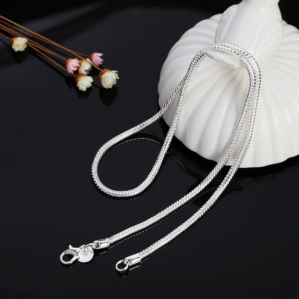 Men&Women’s 925 Sterling Silver Tarnish-Free Italian Snake Chain Necklace 16-24″