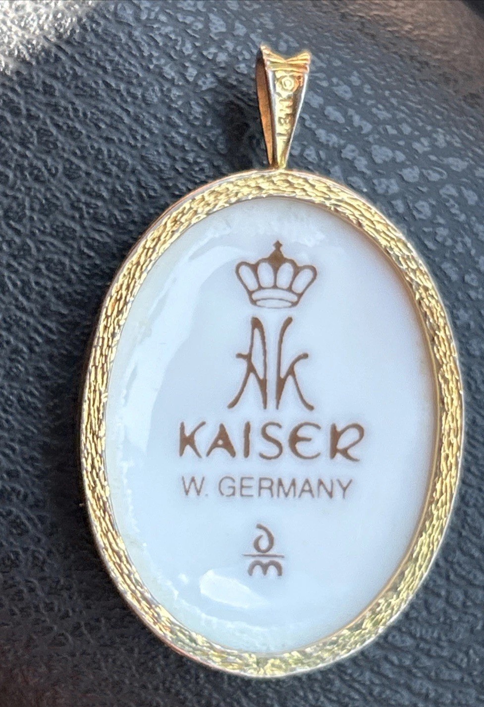 Vintage Pendant Porcelain Hand Painted Scene Boy & Dog Kaiser West Germany