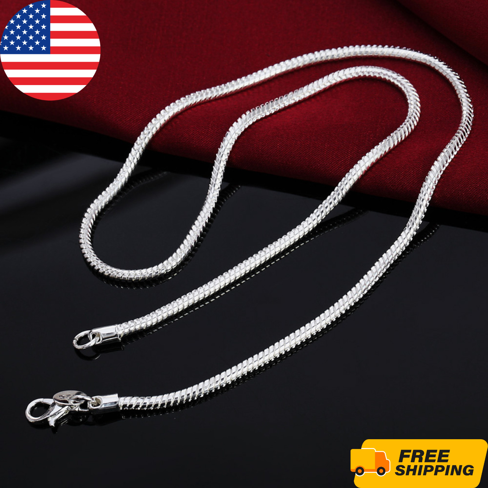 925 Sterling Solid Silver Chain Necklace Jewelry for Women Men Fashion Gift