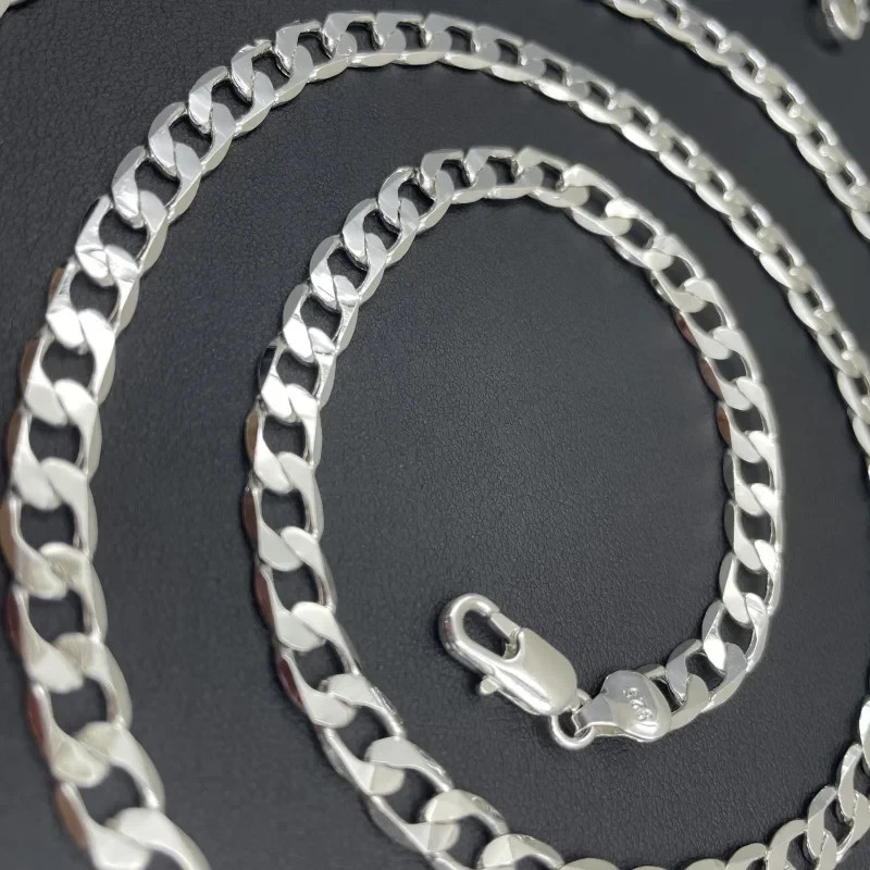 Hot 925 Sterling Solid Silver Sideways Chain Women Men Necklace Jewelry Gift