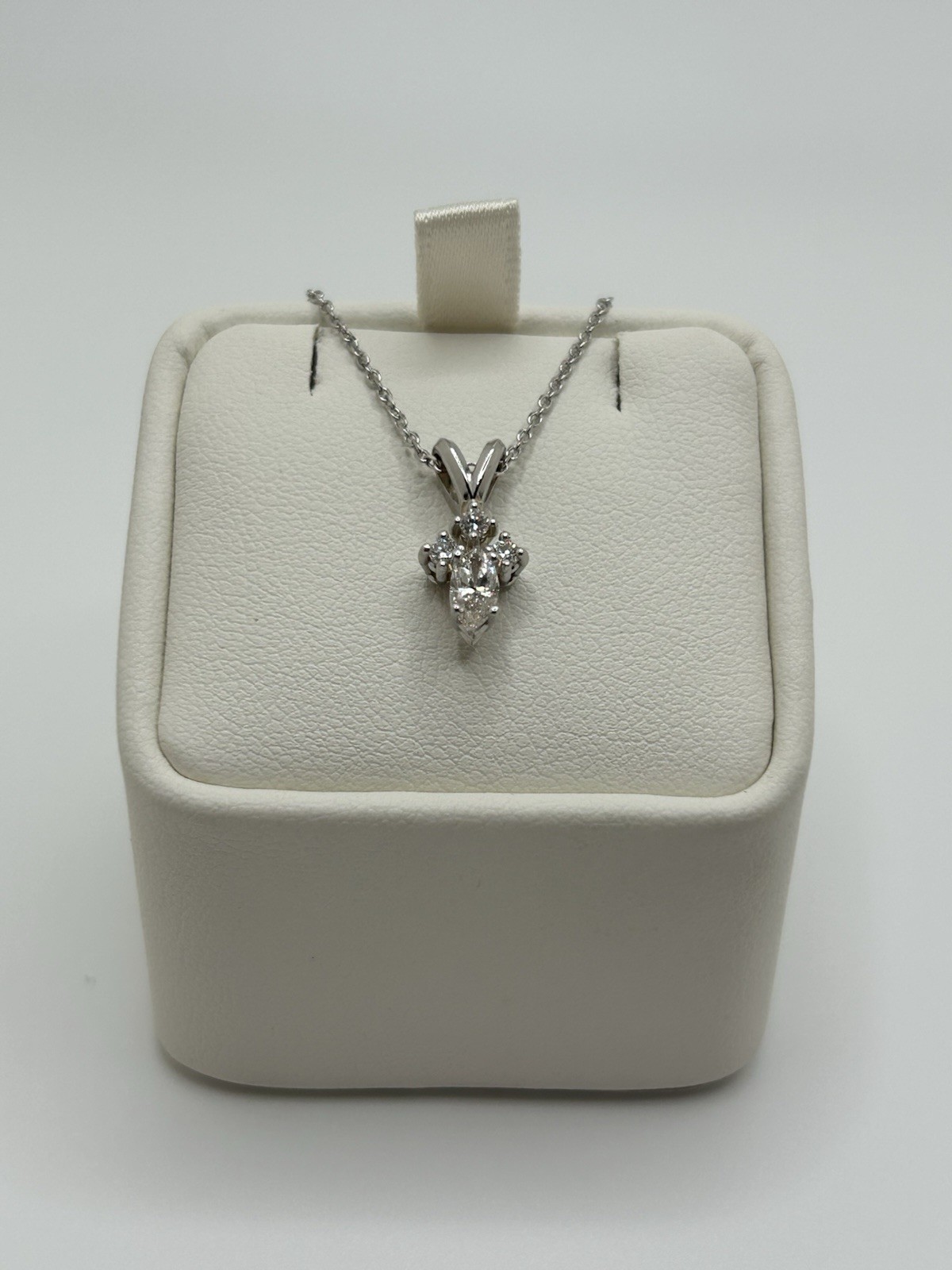 14k White Gold Necklace With Natural Diamonds 18 Inch Custom Authentic Piece