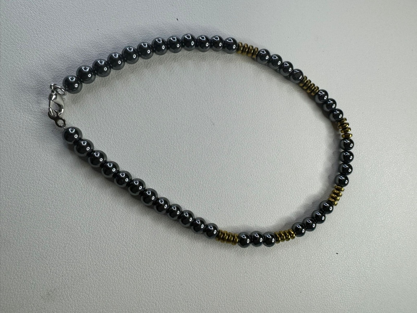 Shiny Beaded Black and silver Coloured Necklace | with lobster claw clasp hook