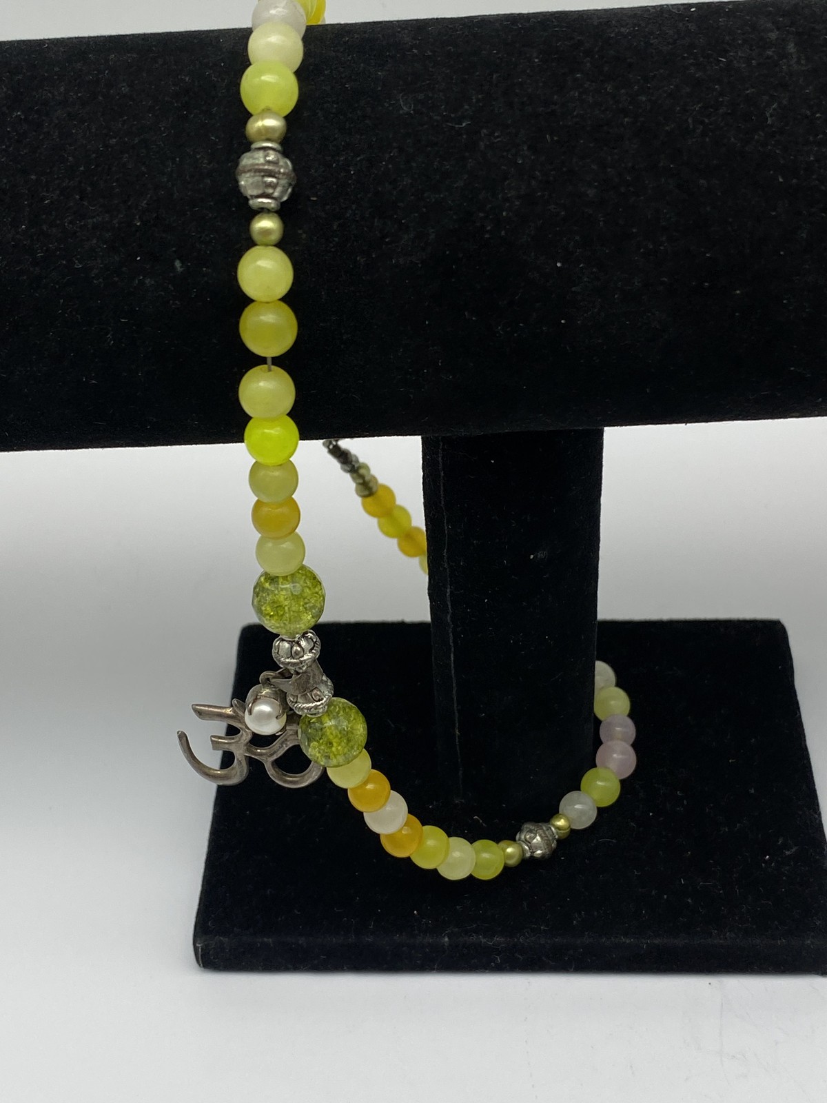 sterling Silver Multicolor Band Gemstones Beads Pendant Necklace 26.6g