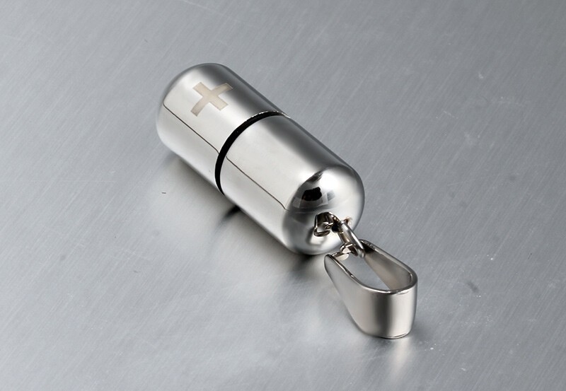 Silver Pendant Necklace Perfume Bottle Medical Pill Capsule Container Women Men