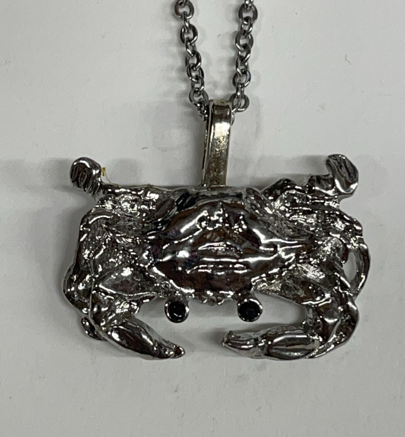 Crab Small Silver Necklace Stainless 20” Rhodium Coastal Sea Life Jewelry NEW