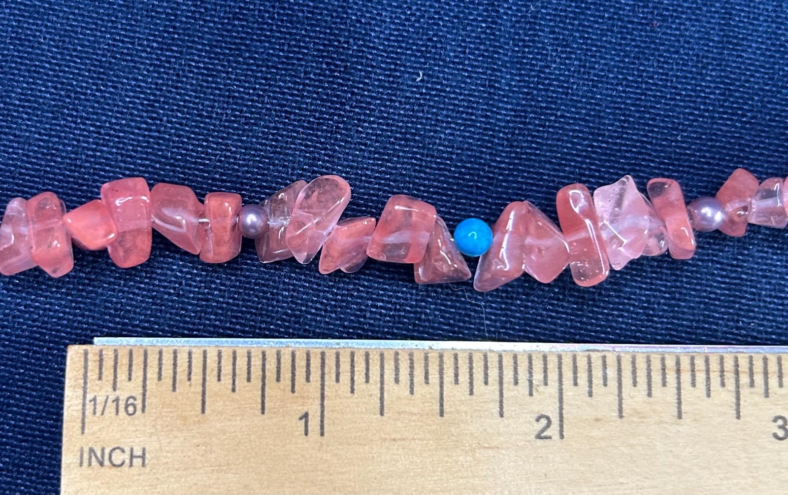 Choker Necklace, Cherry Quartz Chip Stone Chain with Butterfly Pendant