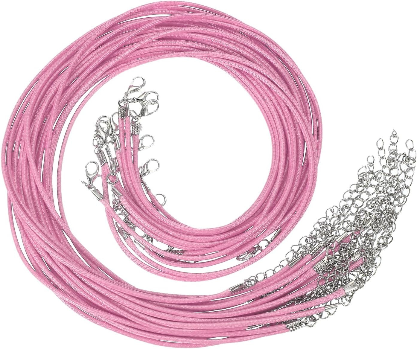 16″X0.06″ Necklace Cord, 20 Pcs Waxed Leather Necklace String Rope Bulk with Cla