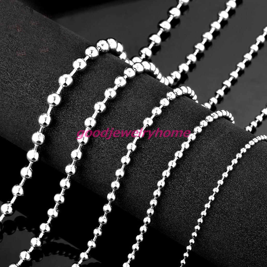 1.5mm-10mm New Stainless Steel Silver Men/Womens Necklace Bead Ball Chain 16-40″