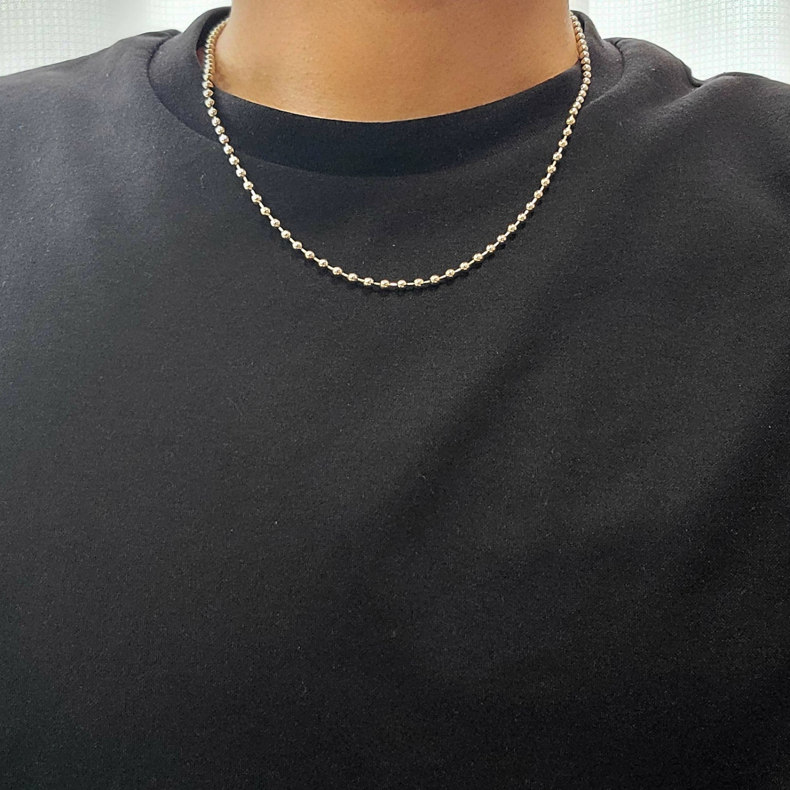 Ball Chain Necklace, 925 Sterling Silver Plated, Engraved, 50 cm